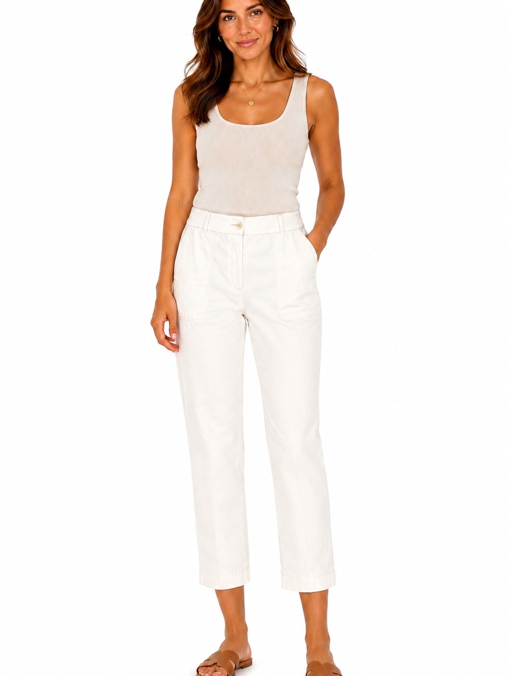 Tommy Bahama Stretch Women’s Size 8 White Cotton Cropped Ankle Pants